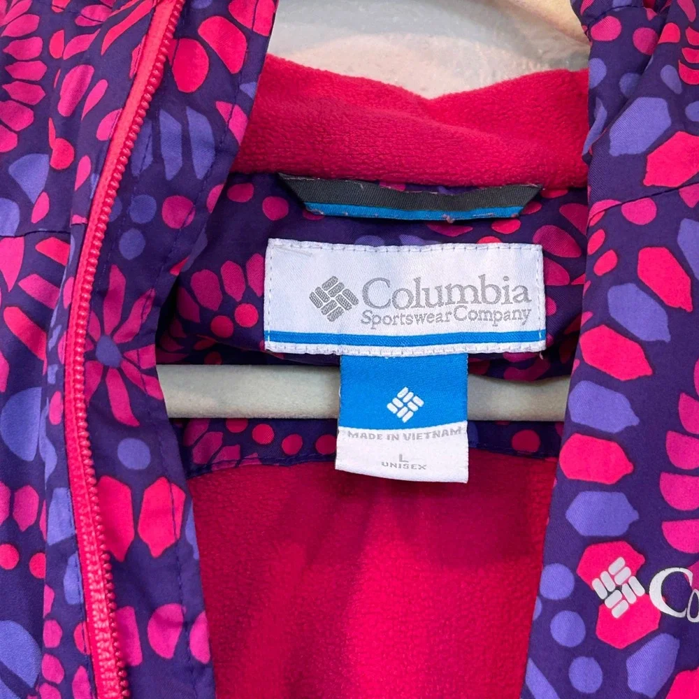 Columbia Sportswear Unisex Large Purple Pink Medallion Omni-Tech Hooded Jacket